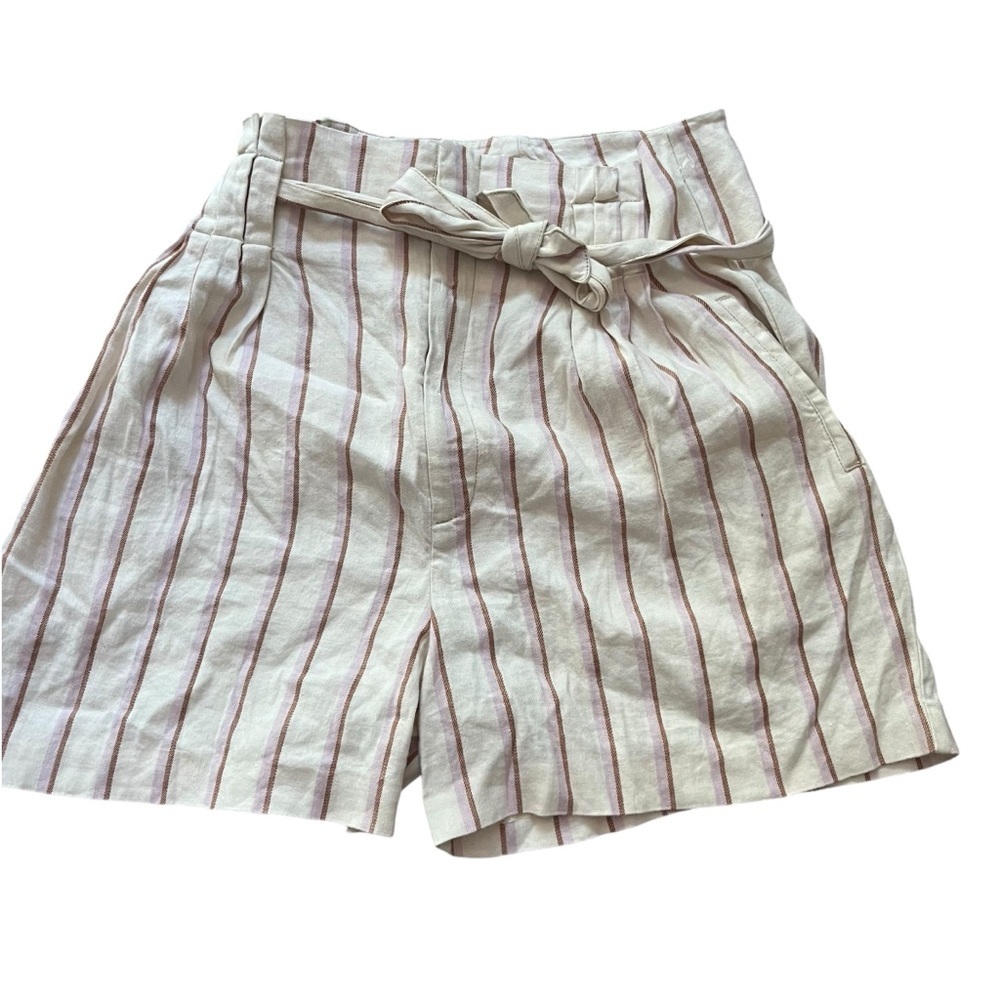 Anthropologie Pinstripe Waist Tie High Waist Shorts